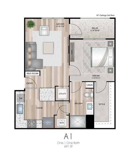 The Southbrook Apartments in Leander, Texas A1 Floor Plan